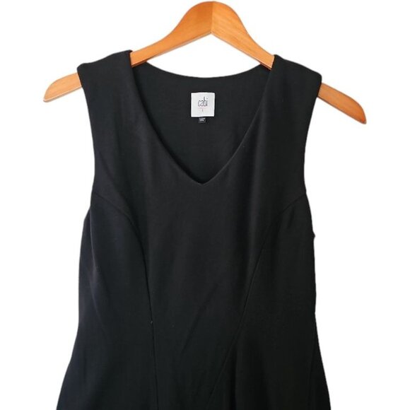 CAbi Dress Black Fit & Flare V Neck Sleeveless Black Ponte Performance Knit S Sm - Picture 5 of 11